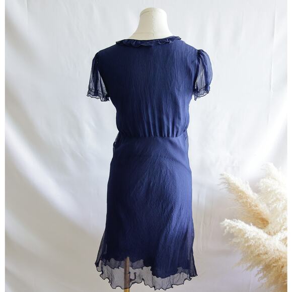 Debra Rodman Vintage Silk Blue Babydoll tea dress size 4 S - Picture 2 of 5